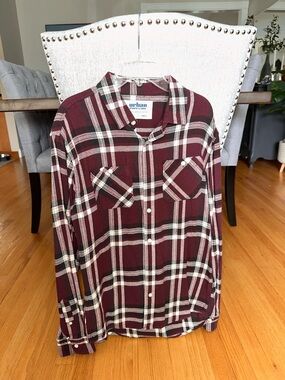 urban pipeline Burgundy and Cream Plaid Shirt Flannel